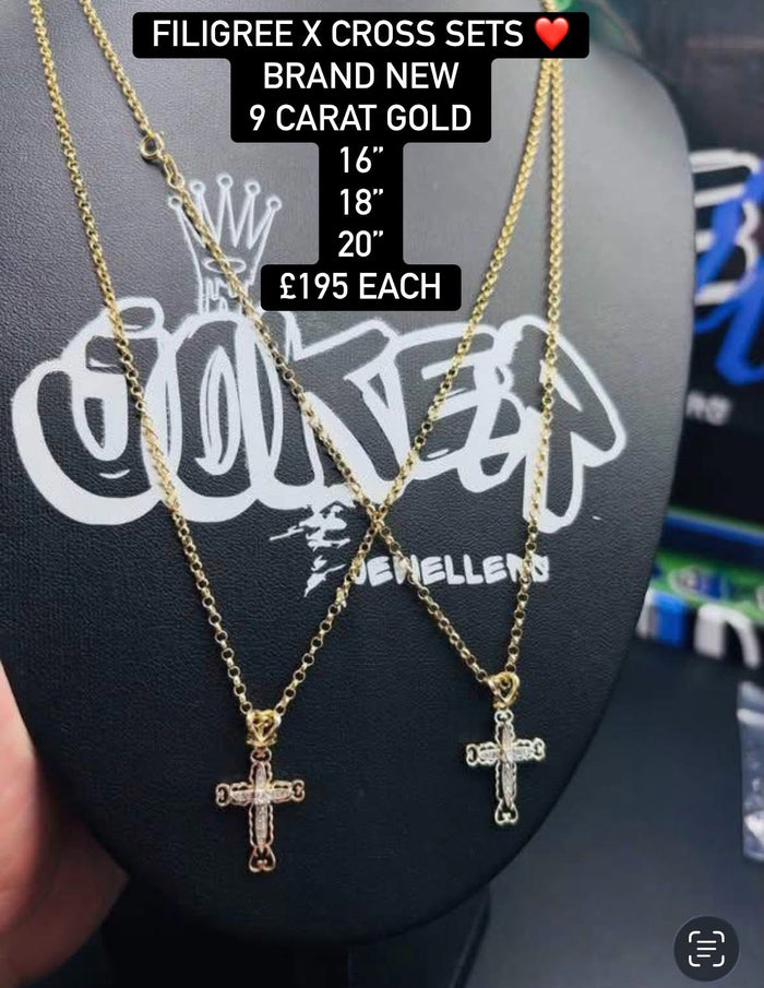 16” micro filigree cross set