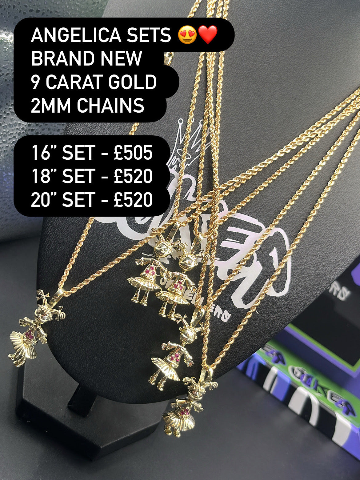 16” Angelica chain 2mm gold set