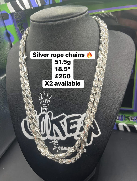 Chunky silver rope chains 18.5”