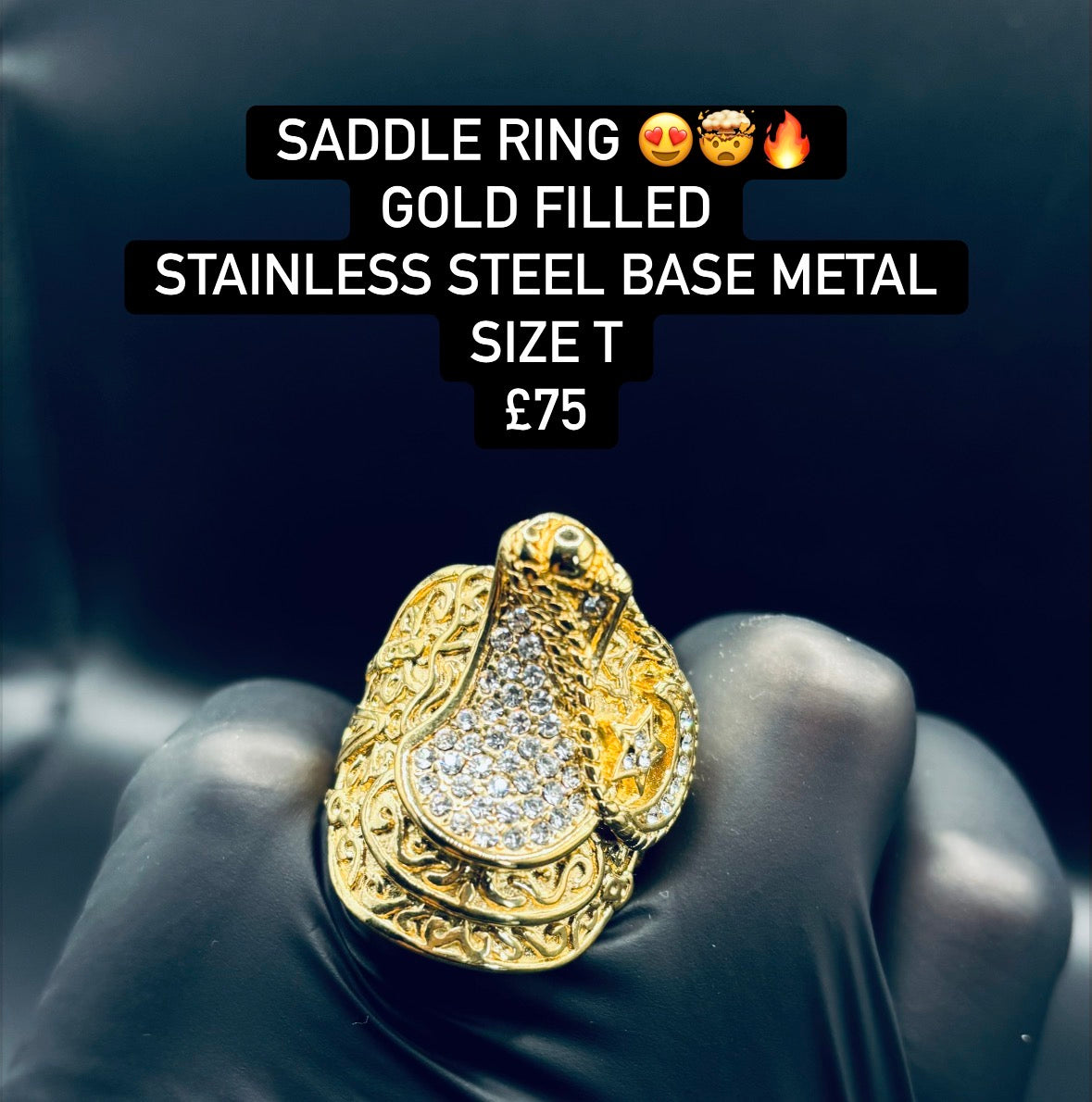 Gold filled saddle ring (steel base metal)