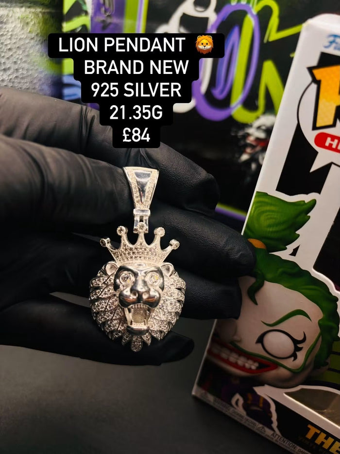 925 silver lions head pendant