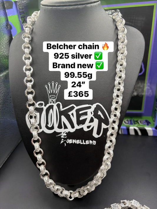 Silver belcher chain 24”