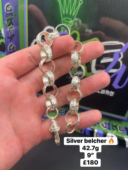 silver XL link belcher 9” bracelet