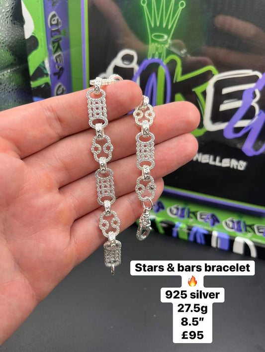 Silver stars & bars bracelet