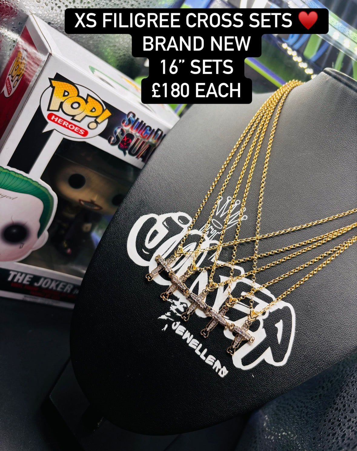 XS filigree cross chains 16”