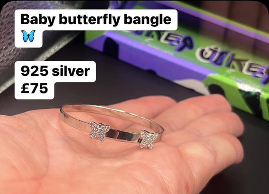 Silver butterfly bangle