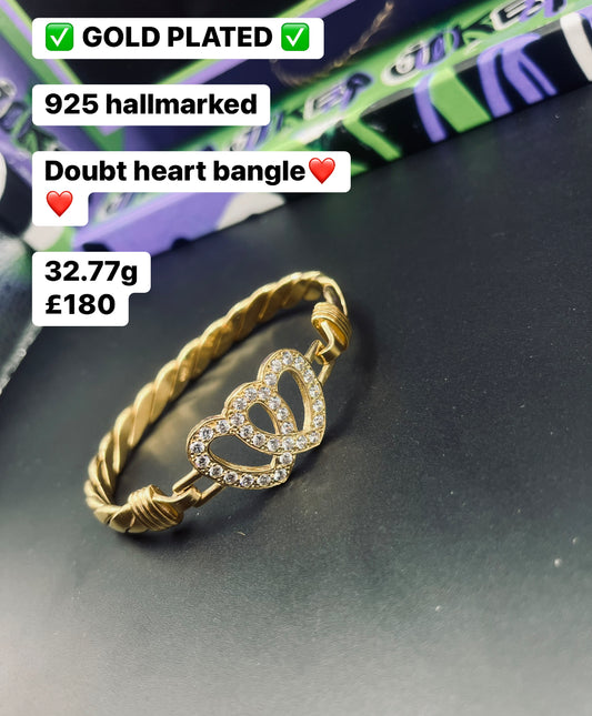 Ladies gold plated heart bangle