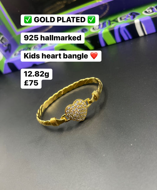 Gold plated heart bangle