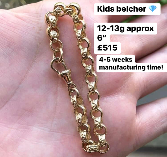 Kids 9 carat gold belcher bracelet