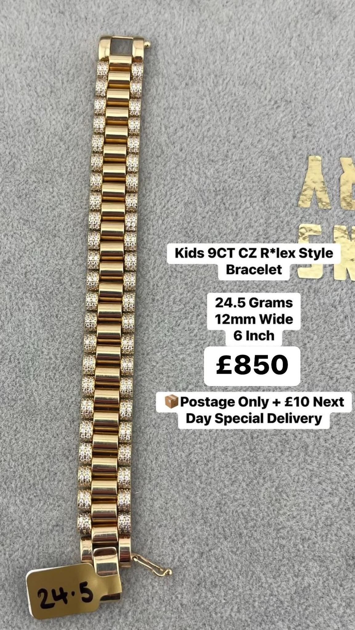 Kids Rolex bracelet 9 carat gold