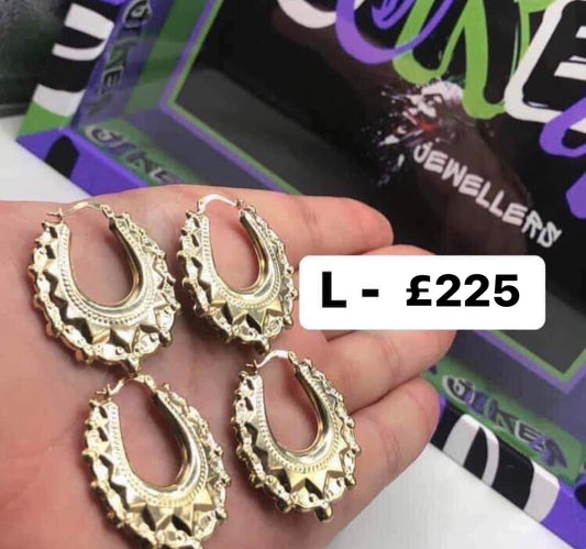 Large gold creoles 9 carat